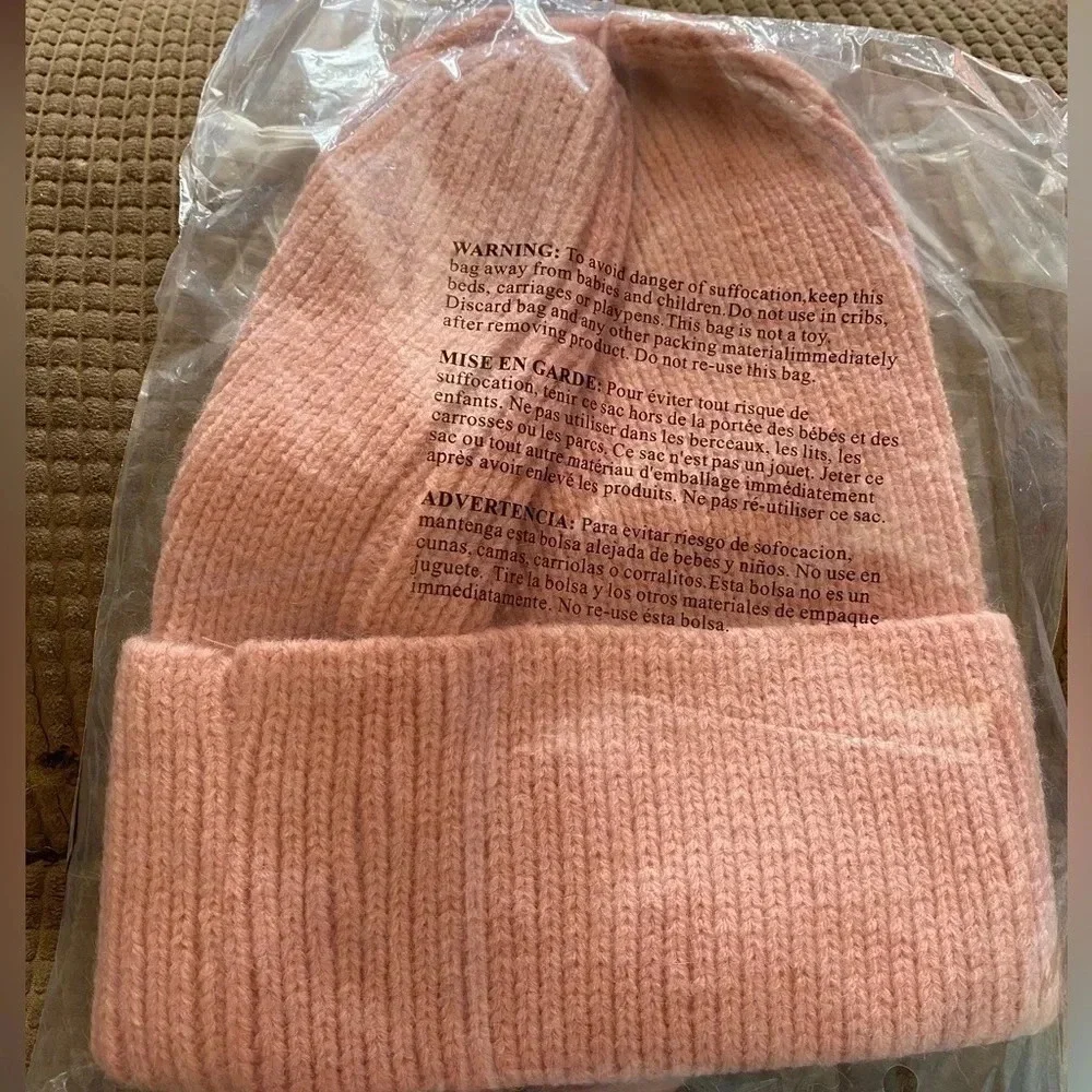 Beanie Smiley Face Unisex Hat Blush OS